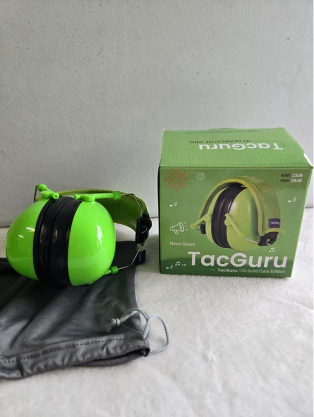 TacGuru 130 Kids Hearing Protection Earmuffs Neon Green NRR 23dB